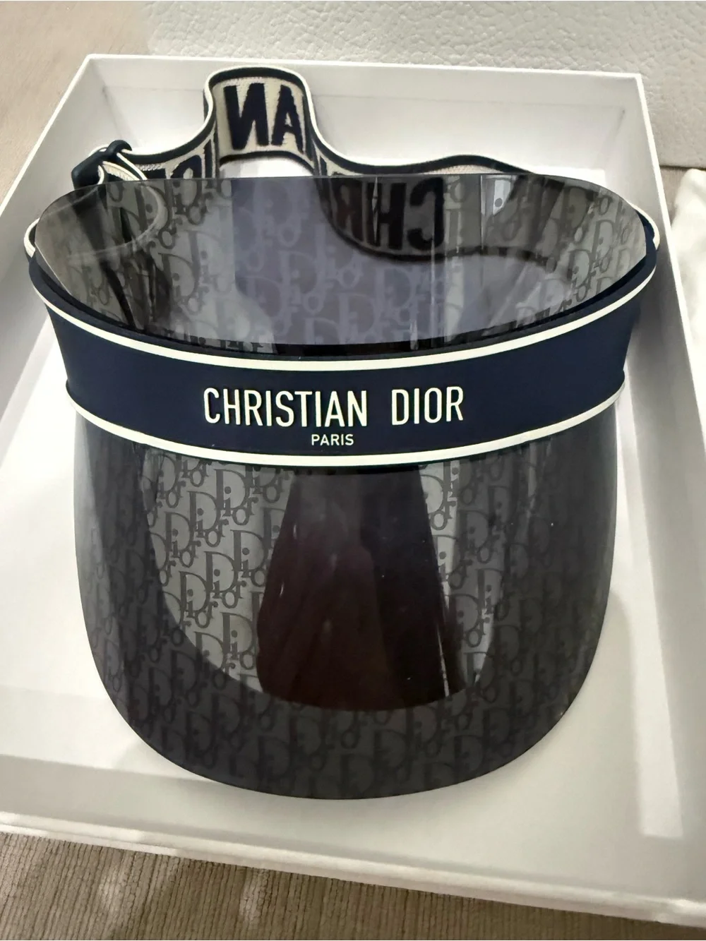 Dior Women’s Navy Blue Christian Dior Visor with White Logo Shield - Picture 5 of 7